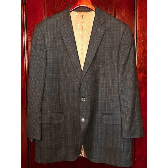 Peter Millar Other - PETER MILLAR TAUPE BEIGE WOOL PLAID SPORT COAT BLAZER JACKET 44 T /TALL / LONG